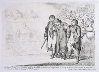 Andrew Robinson Bowes Esq. kiedy pojawił się na dworze ławy królewskiej we wtorek 28 listopada 1786 roku, aby odpowiedzieć na artykuły wystawione przeciwko niemu przez jego żonę hrabinę Strathmore, opublikowane